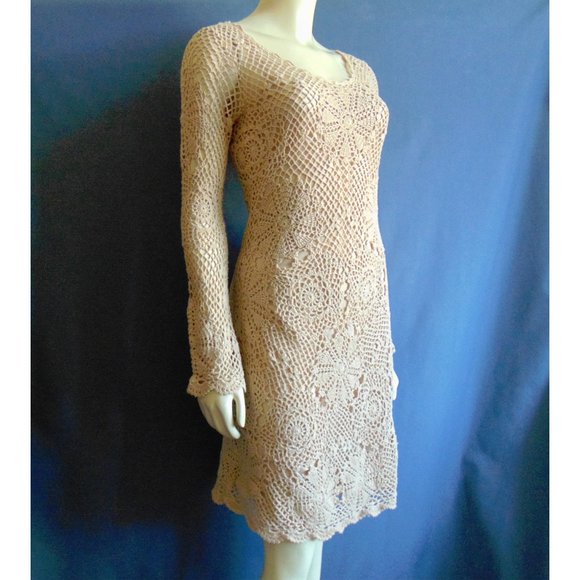 Boston Proper Nude Crochet Dress S - Picture 3 of 7